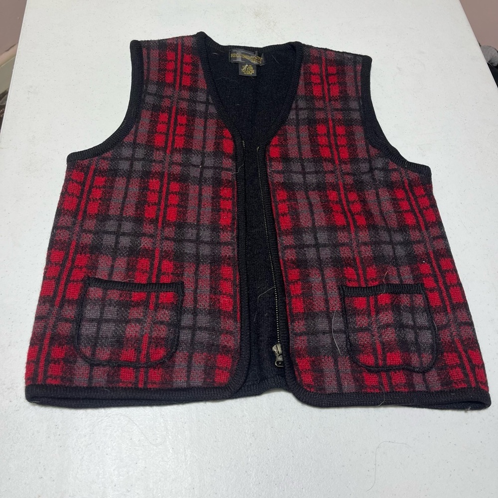 Requirements Red and Black Plaid Vest